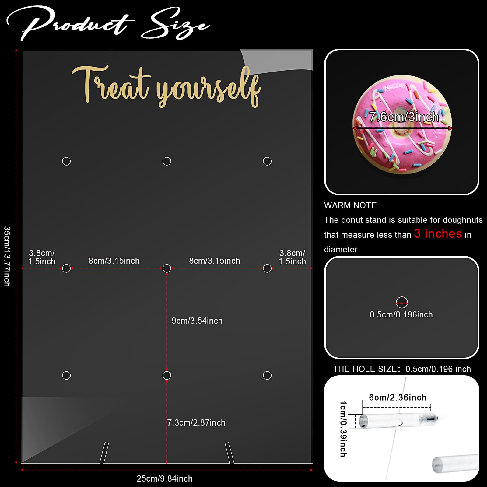 2 Pack Donut Stand Donut Display Wall Stand For Dessert Table Clear Acrylic Donut Holder Stand For Wedding Birthday Treat Holida